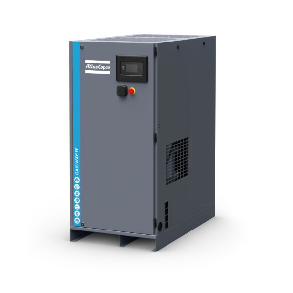 Atlas Copco GA 15 VSD+ FF — sprężarka śrubowa z napędem zmiennoobrotowym
