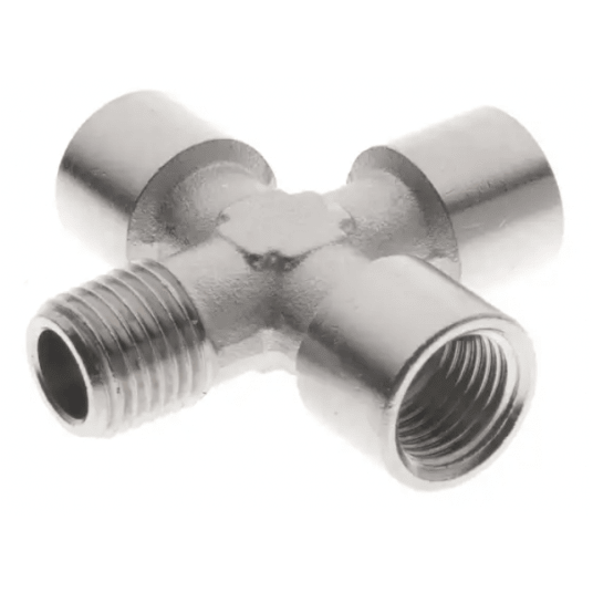 Czwórnik gwintowany ZWWW 3 x G 1/2 GW - G 1/2 GZ, mosiądz niklowany -zdjęcie numer 1