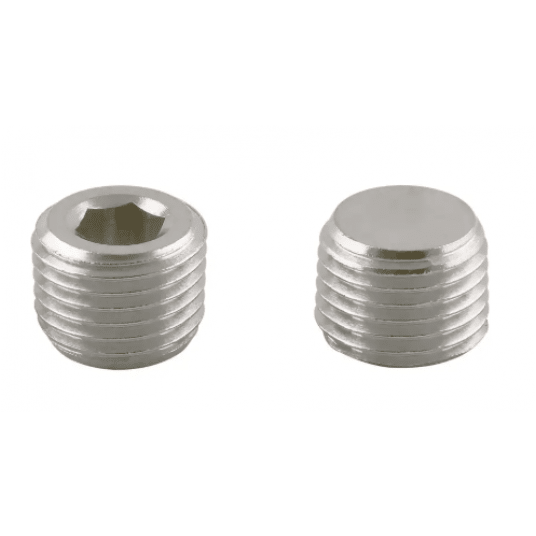 Korek gwintowany stożkowy mini R 1/4 GZ pod imbus, mosiądz niklowany -zdjęcie numer 1