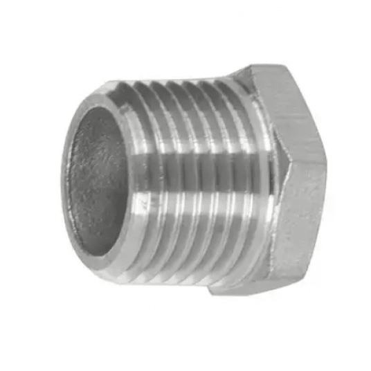 Korek nierdzewny gwintowany 6-kątny z nakrętką R 2 GZ, stal 316 -zdjęcie numer 1