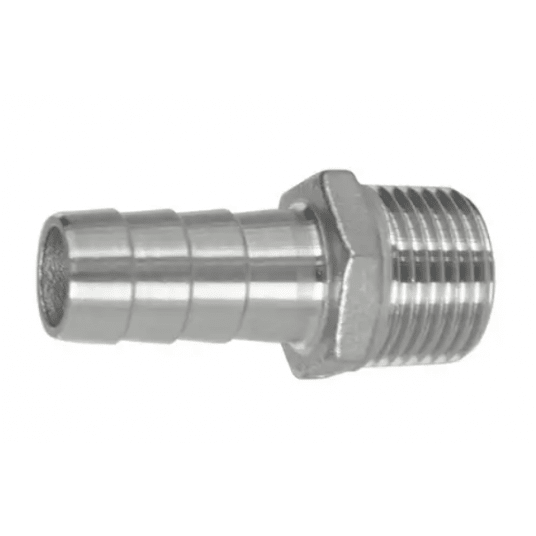 Króciec gwintowany nierdzewny choinka do węża fi 52 mm, R 2 GZ , stal 316 -zdjęcie numer 1