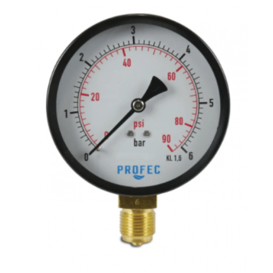 Manometr 100 mm GZ 0 - 6bar czarny typ suchy dolne 1/2" -zdjęcie numer 1