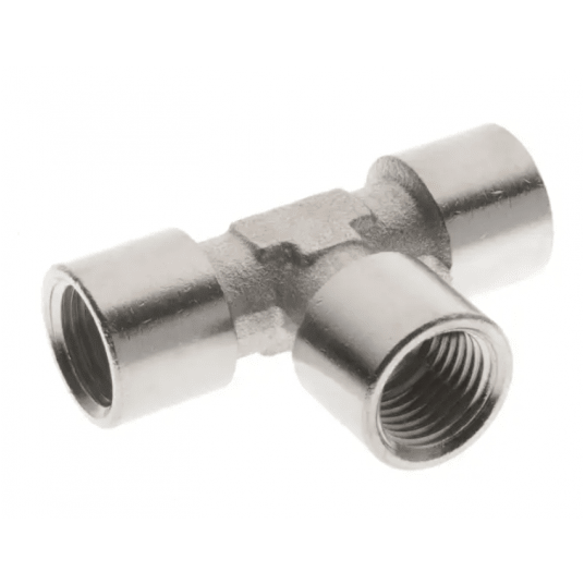 Trójnik gwintowany typu T WWW, 3 x G 1/8 GW, mosiądz niklowany -zdjęcie numer 1