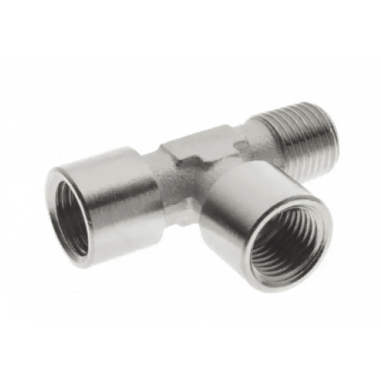 Trójnik gwintowany typu T WWZ 2 x G 1 GW - G 1 GZ, mosiądz niklowany -zdjęcie numer 1