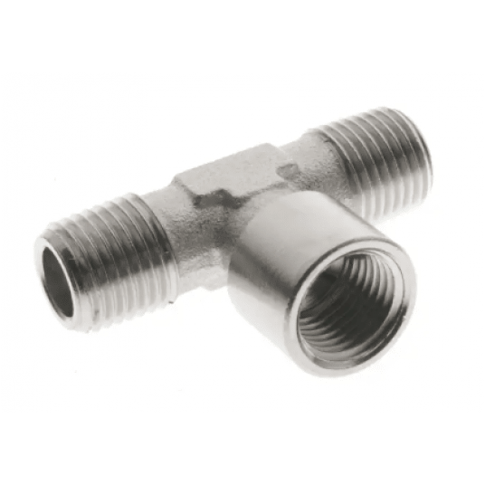 Trójnik gwintowany typu T ZWZ 2 x G 1/4 GZ - G 1/4 GW, mosiądz niklowany -zdjęcie numer 1