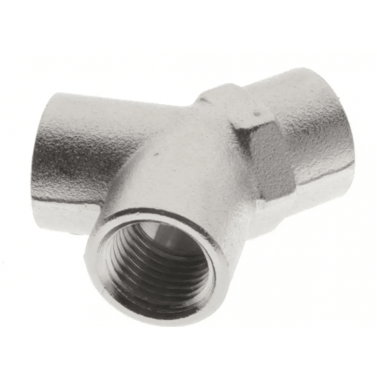 Trójnik gwintowany Y WWW 3 x G 3/8 GW, mosiądz niklowany -zdjęcie numer 1