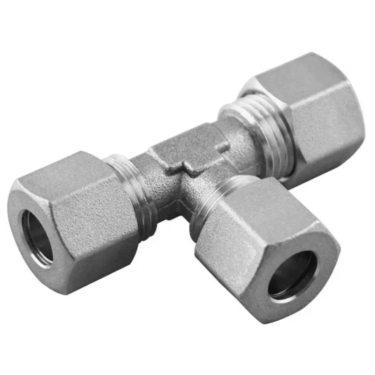 Trójnik skręcany typu T z baryłką do rur miedzianych 14 mm, mosiądz niklowany -zdjęcie numer 1