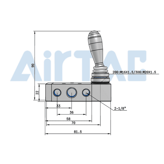 Zawór 5/2 z dźwignią AirTAC 4H210 G 1/4" — powrót ręczny, 4H21008G -zdjęcie numer 3
