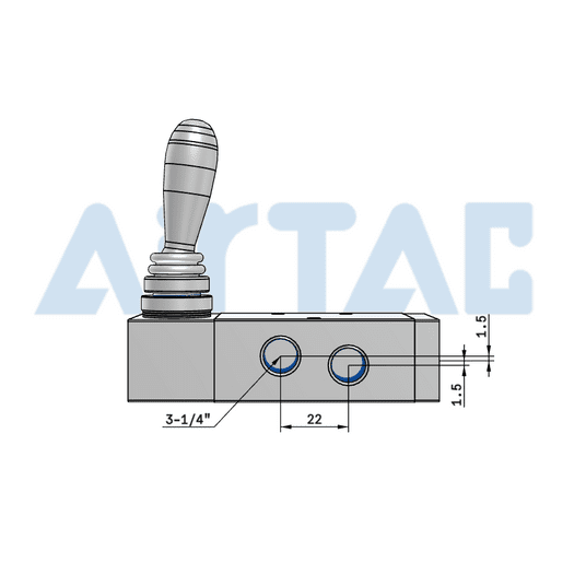 Zawór 5/3 z dźwignią AirTAC 4H330E G 1/4" — środek odpowietrzony, powrót ręczny, 4H330E08G -zdjęcie numer 4