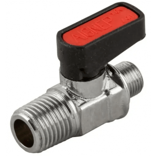 Zawór kulowy Ghilux mini R 1/4 GZ - G 1/4 GZ PN20, mosiądz niklowany, PTFE/NBR -zdjęcie numer 1