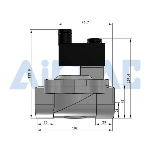Zawór procesowy 2/2 NC 3/4" bez cewki 2V25020G-X0 -zdjęcie numer 2