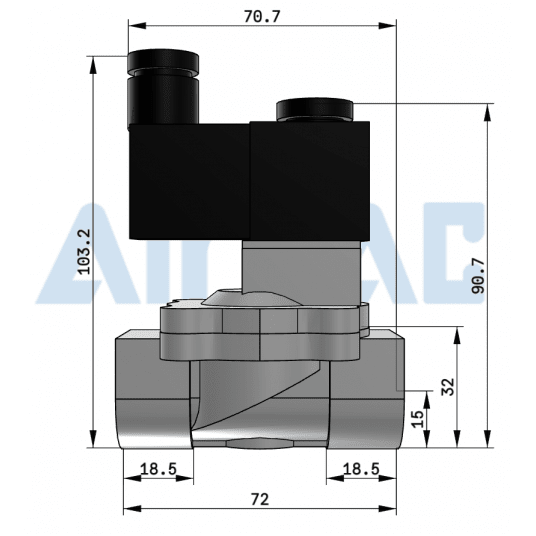 Zawór procesowy 2/2 NC 3/8" 12V DC 2V13010FG -zdjęcie numer 2