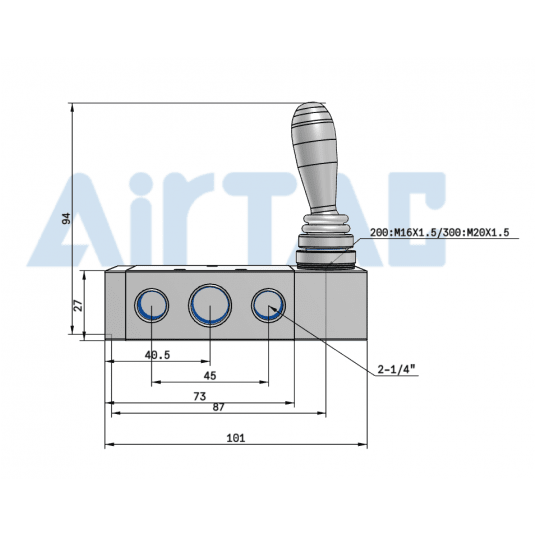 Zawór z dźwignią 5/2 monostabilny 3/8" 4H31010G -zdjęcie numer 2