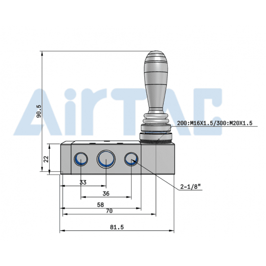 Zawór z dźwignią 5/3 bistabilny centralnie zamknięty 1/4" 4H230C08G -zdjęcie numer 2