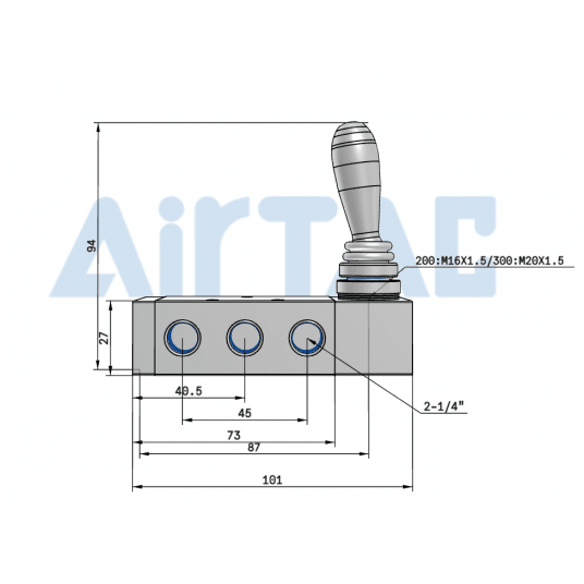 Zawór z dźwignią 5/3 bistabilny centralnie zamknięty 1/4" 4H330C08G -zdjęcie numer 3