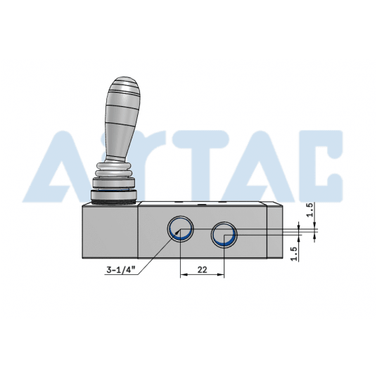 Zawór z dźwignią 5/3 bistabilny centralnie zamknięty 1/4" 4H330C08G -zdjęcie numer 4