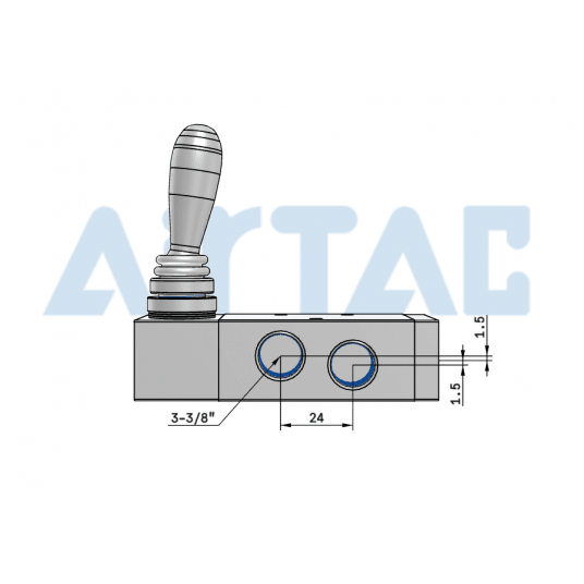 Zawór z dźwignią 5/3 bistabilny centralnie zamknięty 3/8" 4H330C10G -zdjęcie numer 3