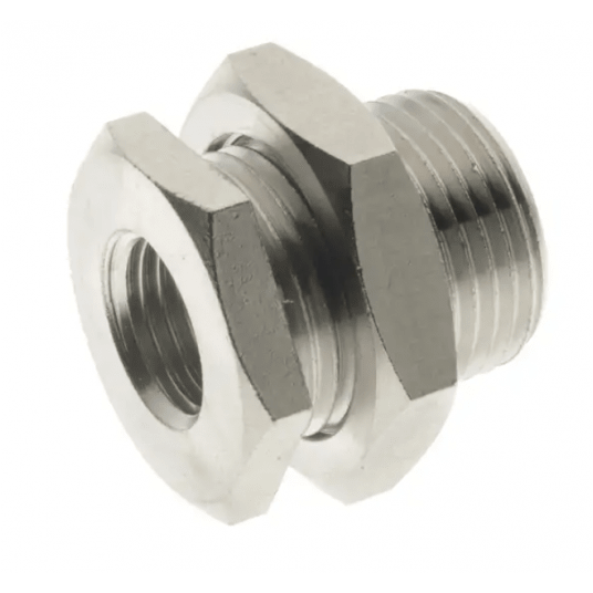 Złączka gwintowana grodziowa M5 GW, M10x1 mosiądz niklowany -zdjęcie numer 1