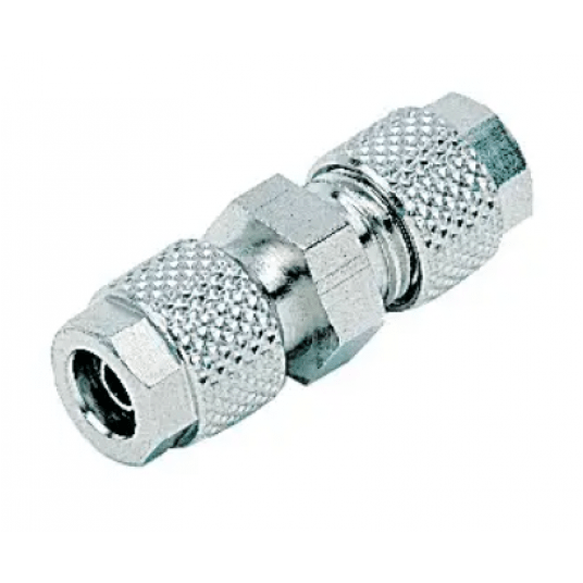 Złączka pneumatyczna skręcana przelotowa redukcyjna do węża fi 10x8-8x6 mm, mosiądz niklowany -zdjęcie numer 1