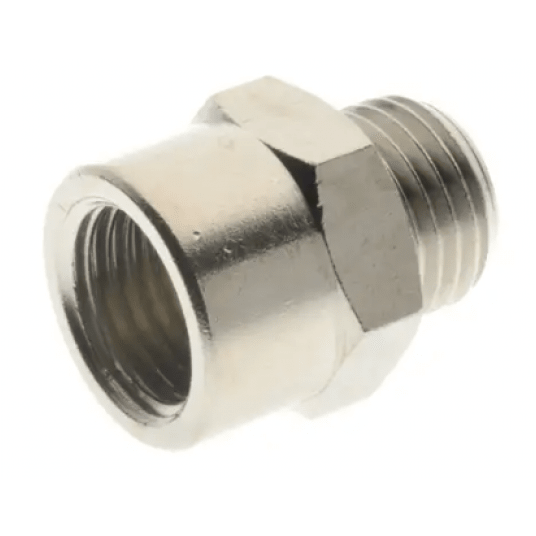 Złączka redukcyjna gwintowana, redukcja nyplowa G3/8 GZ - G 1/2 GW, mosiądz niklowany -zdjęcie numer 1