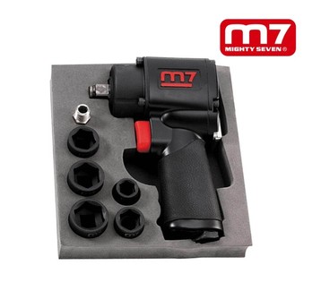 Klucz udarowy pneumatyczny 1/2" 610 Nm + zestaw 5 nasadek krótkich Mighty Seven NC-4610N
