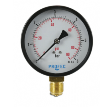 Manometr 100 mm GZ 0 - 16bar czarny typ suchy dolne 1/2"