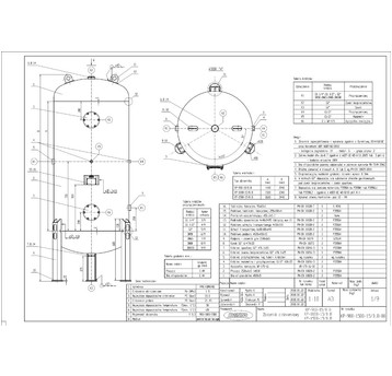 Pionowy zbiornik sprężonego powietrza 900 litrów, ciśnienie 15 bar — KOMNINO KP-900-15/0,8