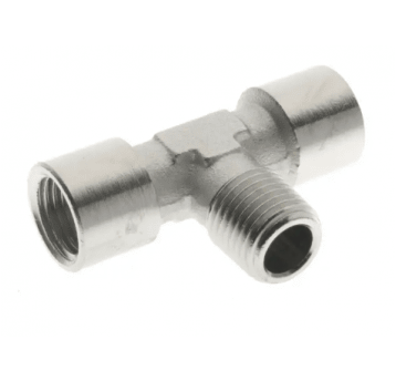 Trójnik gwintowany typu T WZW 2 x G 1/8 GW - G 1/8 GZ, mosiądz niklowany