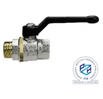 Zawór kulowy G 1/4 GW - G 1/4 GZ PN25, mosiądz niklowany, PTFE