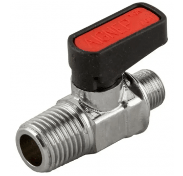 Zawór kulowy Ghilux mini R 3/8 GZ - G 3/8 GZ PN20, mosiądz niklowany, PTFE/NBR