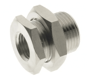 Złączka gwintowana grodziowa G 1/8 GW, M16x1,5 mosiądz niklowany