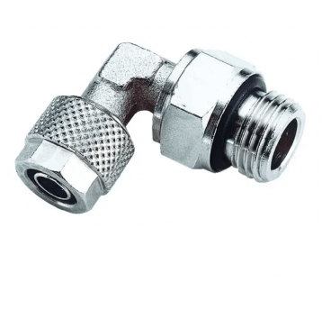 Złączka pneumatyczna skręcana kątowa obrotowa G 1/4 GZ, do węża fi 8x6 mm, mosiądz niklowany