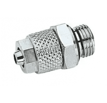 Złączka pneumatyczna skręcana prosta M5 GZ, do węża fi 6x4 mm, mosiądz niklowany